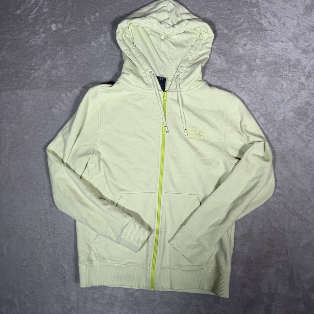 Mountain Hardwear Men's Small Full Zip Hoodie Jacket Light Yellow Lime Accent